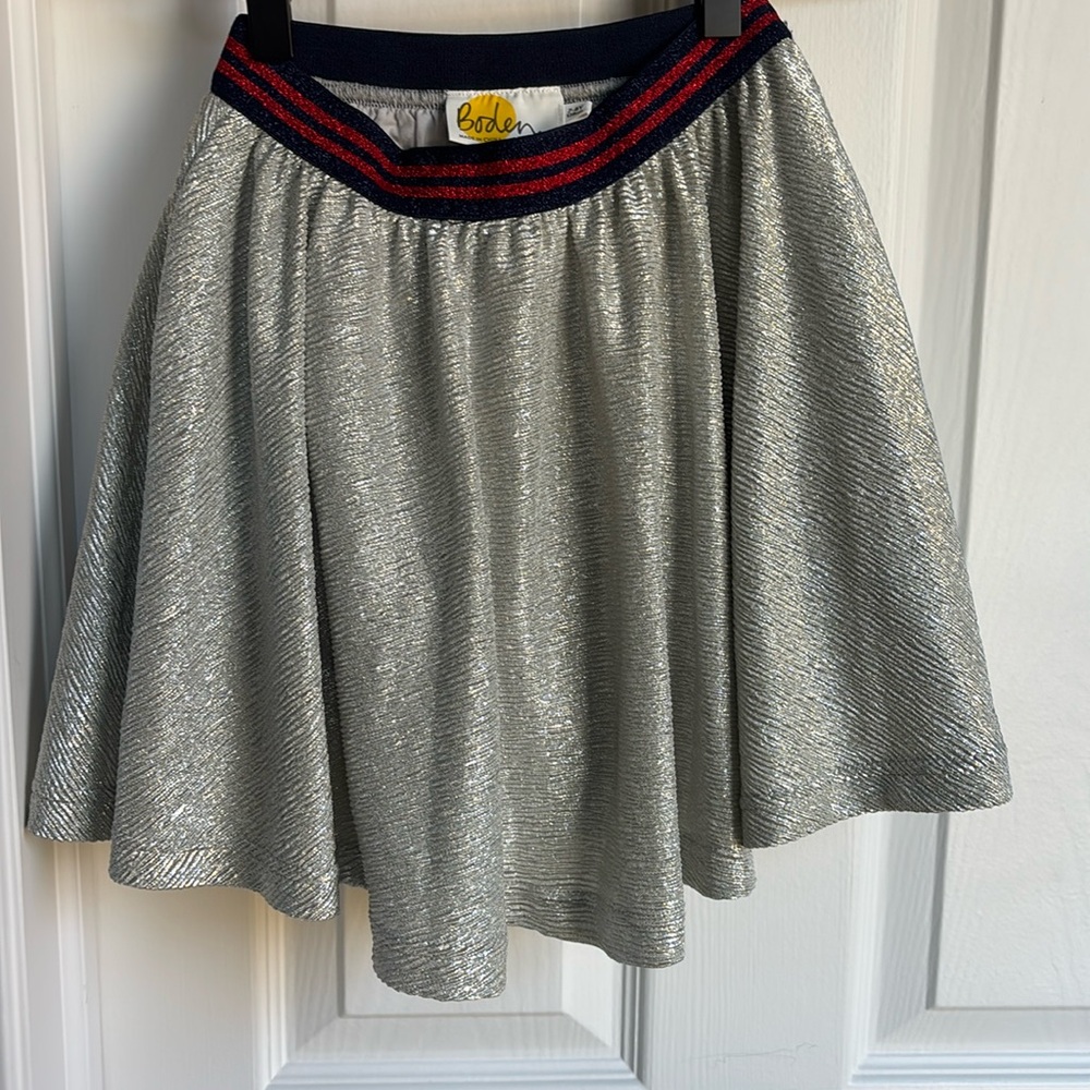Girls Mini Boden Size 7-8y Silver Skirt